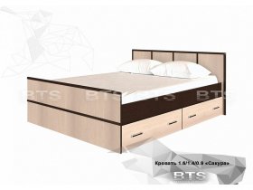 Кровать двуспальная с ящиками 1,4м Сакура (BTS) в Петровском - petrovskij.mebel-nsk.ru | фото