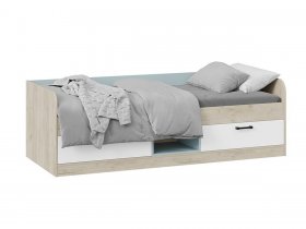 Кровать комбинированная «Оливер» Тип 1 401.003.000 (дуб крафт серый/белый/серо-голубой) в Петровском - petrovskij.mebel-nsk.ru | фото