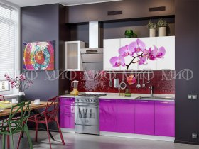 Кухонный гарнитур Орхидея (фиолетовый) в Петровском - petrovskij.mebel-nsk.ru | фото