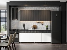Кухонный гарнитур София (2,0м) (бланж/графит матовый) в Петровском - petrovskij.mebel-nsk.ru | фото