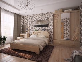 Модульная спальня Виктория-1 (дуб сонома) в Петровском - petrovskij.mebel-nsk.ru | фото