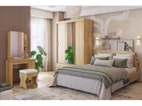 Модульная спальня Виктория-1 (дуб крафт золотой) в Петровском - petrovskij.mebel-nsk.ru | фото